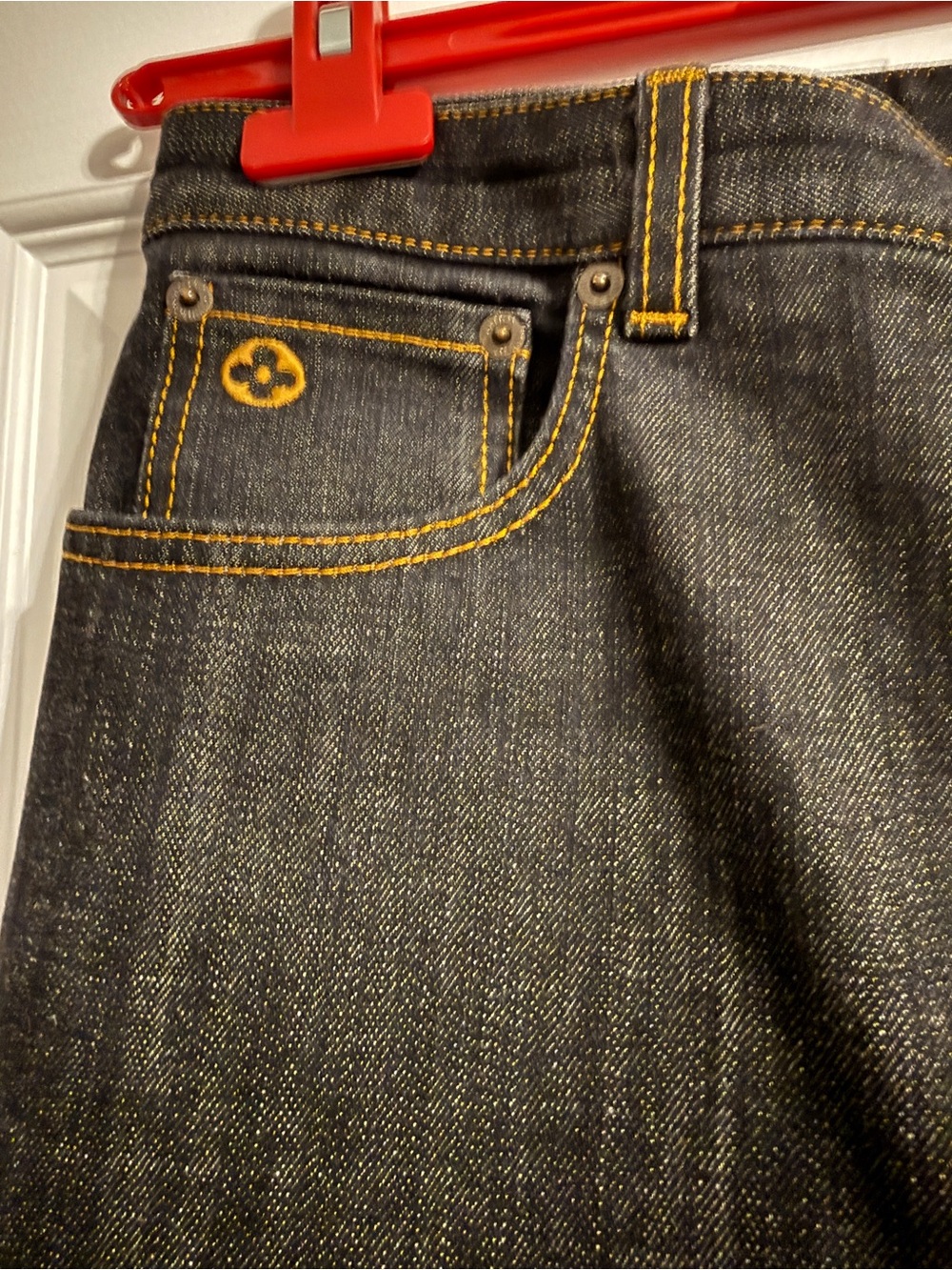 Louis Vuitton 5 Pocket Dark Blue Denim Jeans, size 10, 36”  inseam Vintage - Picture 3 of 14